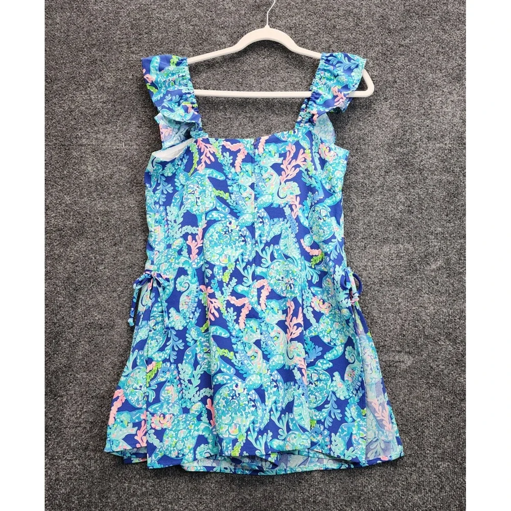 NWT Lilly Pulitzer Zoya Ruffle Romper Womens 2 Tropical Preppy Resortwear Skort